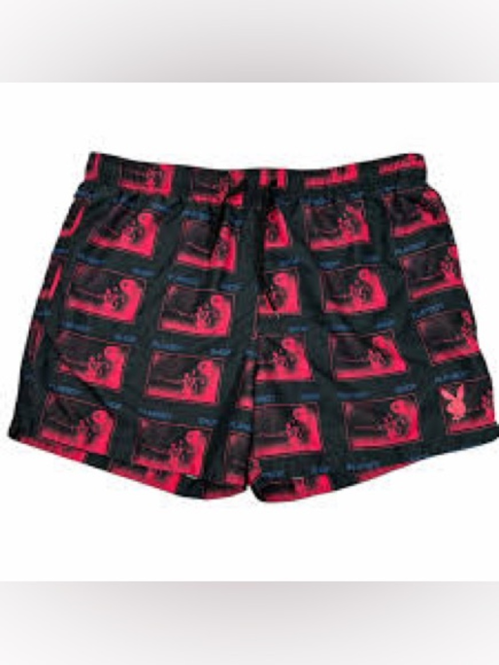PLAYBOY Black and Red Graphic Men’s Shorts